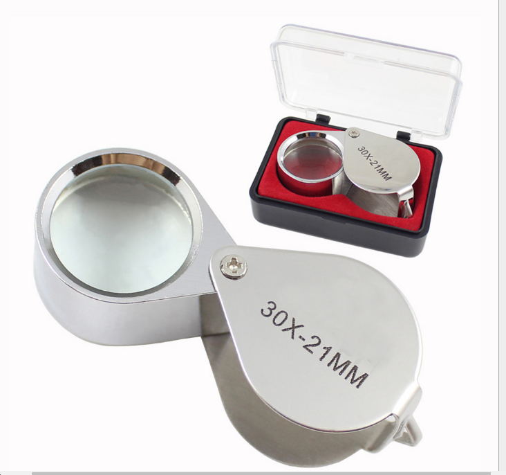 鸽眼镜30x21高倍金属折叠 便携手持式珠宝鉴定放大镜